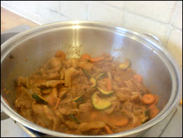 Jeyuk Bokum frying in a pan
