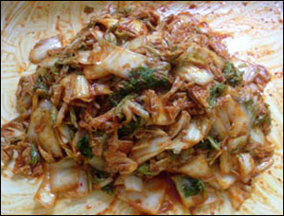 Freshly made kimchi