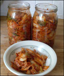 Kimchi in jars