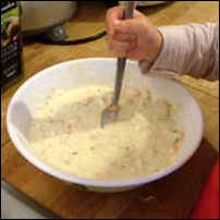 Korean Pancake mixture in a bowl picture