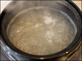 Boiling stock in clay pot