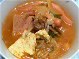 Budae jjigae served