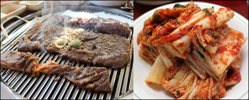 Korean food picture Bulgogi and kimchi