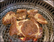 Galbi on Korean barbecue