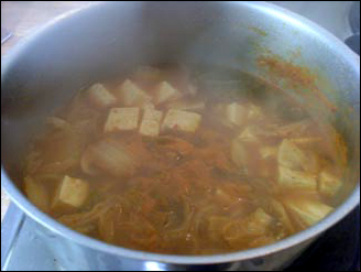 Kimchi jjigae in saucepan picture