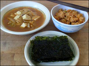 Kimchi jjigae served with side-dish picture