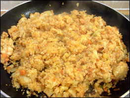 Kimchi Fried Rice frying in a pan