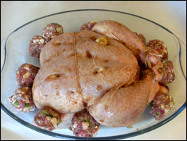 Stuffed chicken on dish